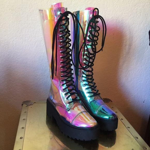 💕Dolls Kill 💕Cosmic Renegade Combat Boots 👽🚀 - Picture 1 of 4